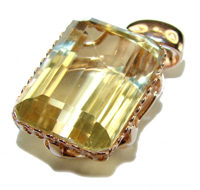 Authentic Golden Lemon Quartz 18K Gold over .925 Sterling Silver handmade Pendant - photo 1