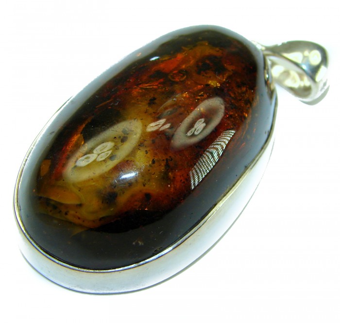 Prehistoric Beauty authentic Baltic Amber .925 Sterling Silver handcrafted pendant - photo 1