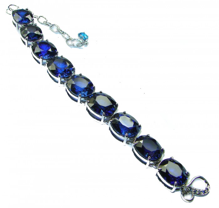 125.5 carat London Blue Topaz .925 Sterling Silver handcrafted Bracelet - photo 3