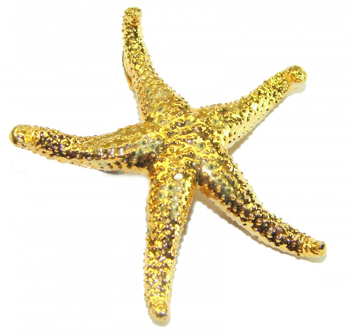 Stylish REAL Starfish Coved with Sterling Silver and 14K & .925 Sterling Silver Pendant - photo 3