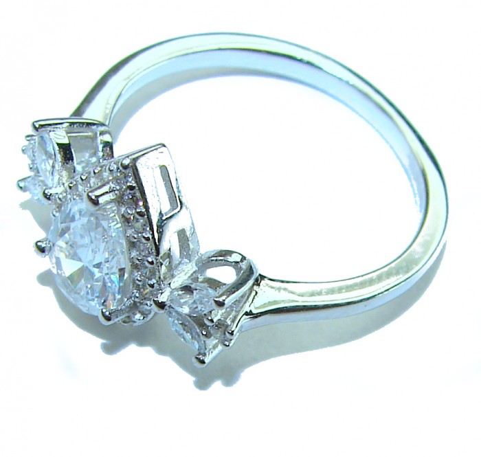 4.8 carat White Topaz .925 Sterling Silver brilliantly handcrafted stack ring s. 6 1/4 - Side view of 4.8 carat white topaz ring in .925 sterling silver.