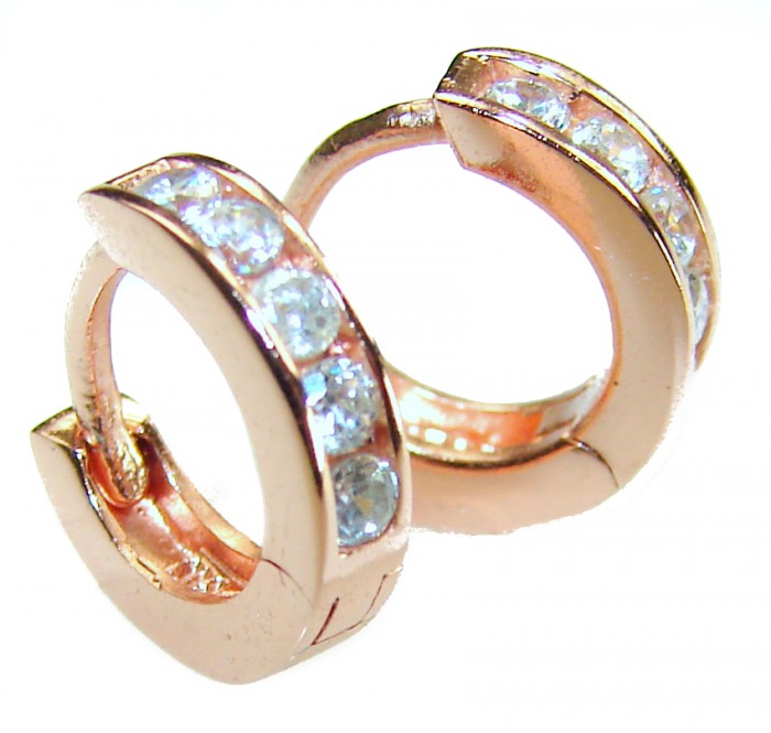 Cute .925 Sterling Silver handmade Hoop Earrings - Close-up of sterling silver hoop earrings with embedded stones.