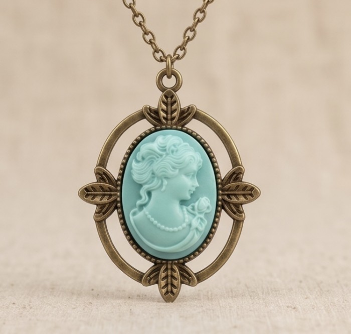 Vintage Beauty Cameo Rainbow Abalone Vintage style dipped in black rhodium Necklace - photo 4