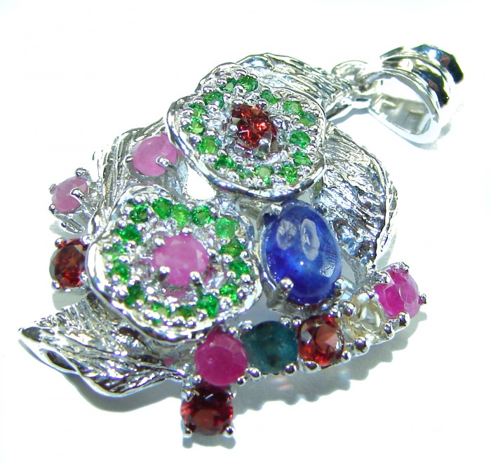Striking Beauty genuine 17.85 carat Ruby Sapphire .925 Sterling Silver handmade Pendant - photo 2