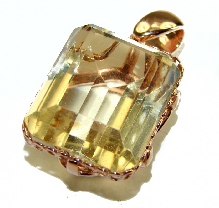 11.3 carat Lemon Quartz 14K Gold over .925 Sterling Silver handcrafted pendant - photo 2