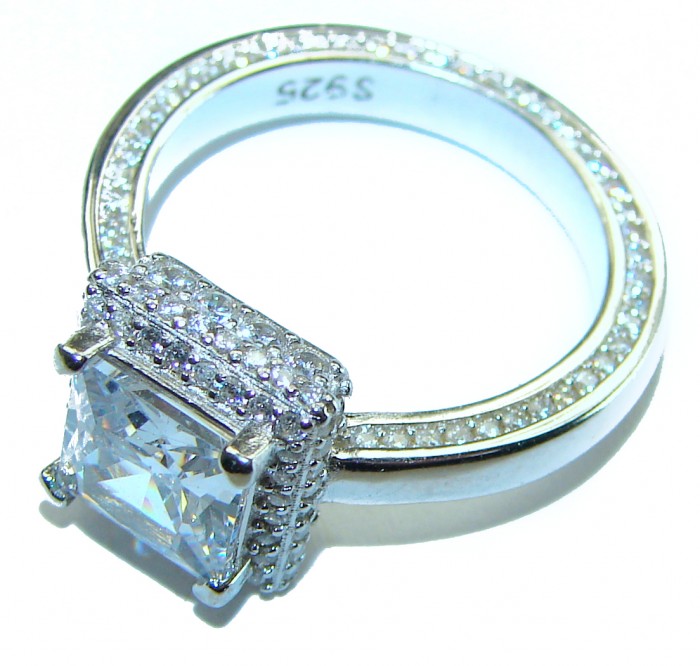 Spectacular 4.5 carat White Topaz .925 Sterling Silver stack up ring size 6 1/4 - photo 1