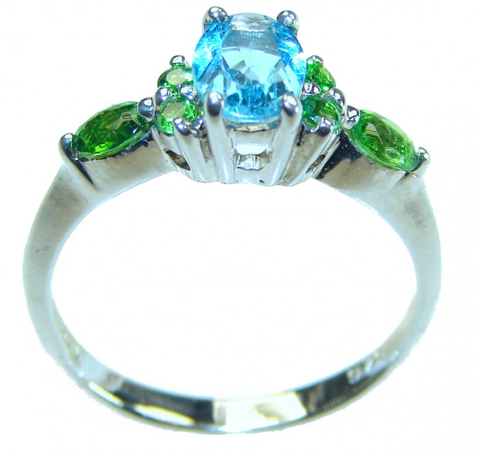 Ocean Drop 0.5 carat Swiss Blue Topaz .925 Sterling Silver handmade Ring size 8 - photo 3