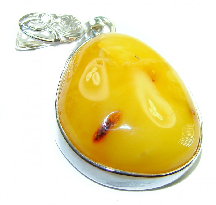Authentic Butterscotch Baltic Amber .925 Sterling Silver beautifully handcrafted Pendant - photo 1