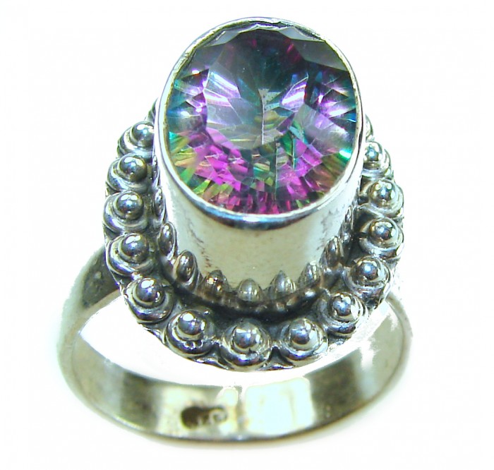 8.5 carat Mystic Topaz .925 Sterling Silver handcrafted Large ring size 8 - photo 2