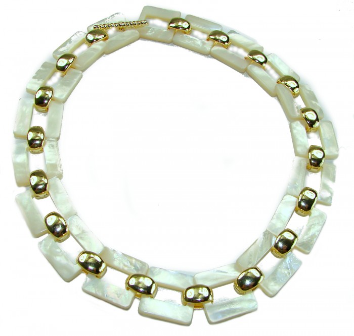 Rainbow Cascade Precious natural Blister Pearl 18K Gold over .925 Sterling Silver Necklace; 82.5 grams - Top view of Rainbow Cascade blister pearl necklace with gold accents