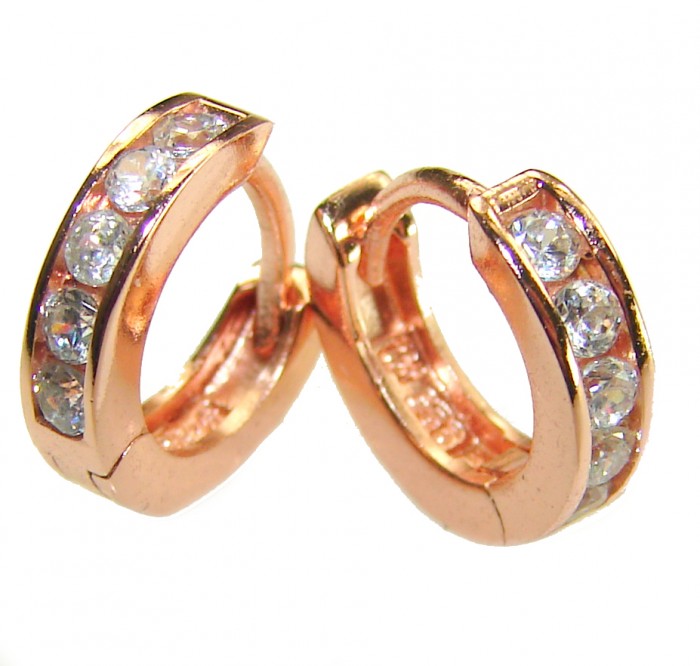 Cute .925 Sterling Silver handmade Hoop Earrings - Close-up of sterling silver hoop earrings with stone detail.