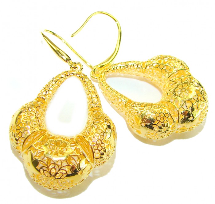 Black Label Collection - Dubai Style - Natural 22K Gold over .925 Sterling Silver handmade earrings - photo 3