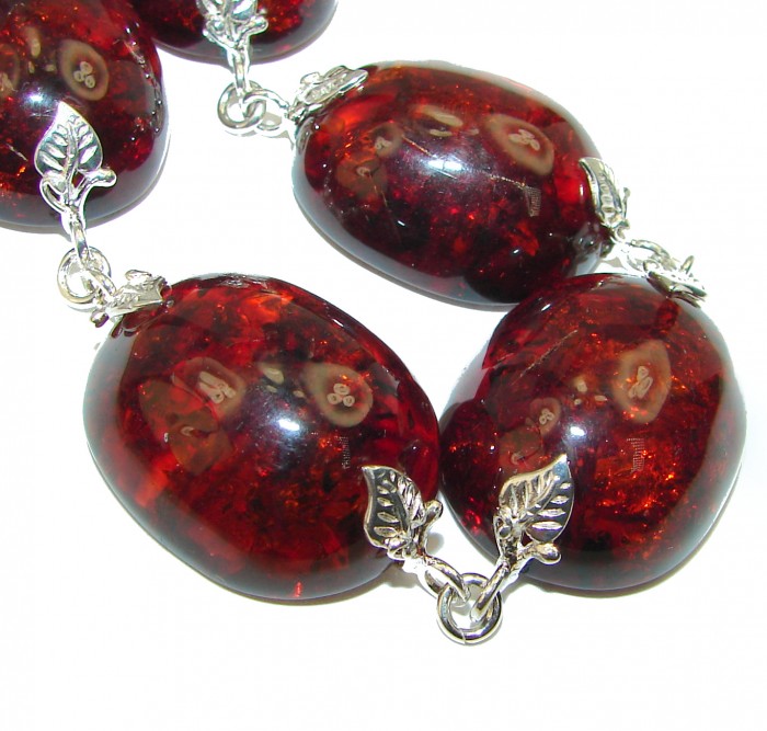 Large Beautiful Amber .925 Sterling Silver handcrafted Bracelet - photo 2