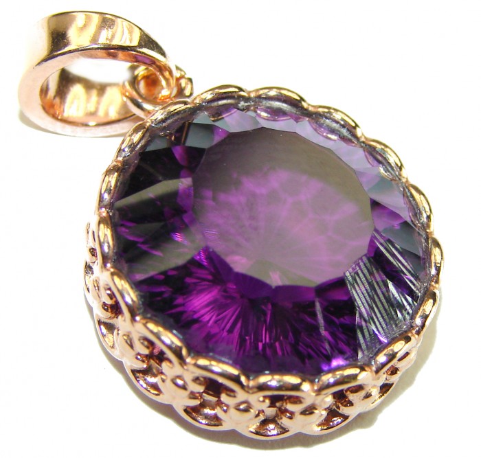 16.5 carat Perfect Amethyst 14k Rose Gold over .925 Sterling Silver handcrafted Pendant - photo 1