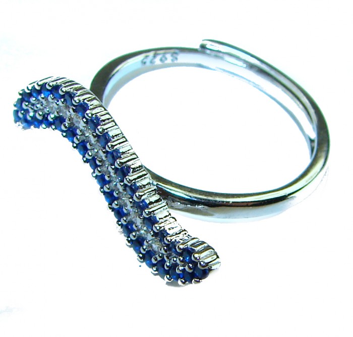 Divas's Dream 5.4 carat natural Sapphire .925 Sterling Silver handcrafted ring; s. 7 - photo 1