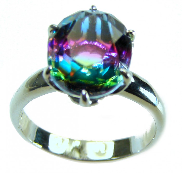 8.8 carat Brazilian Tourmaline .925 Sterling Silver Perfectly handcrafted Ring s. 7 - Close-up of Brazilian Tourmaline ring in .925 Sterling Silver setting.
