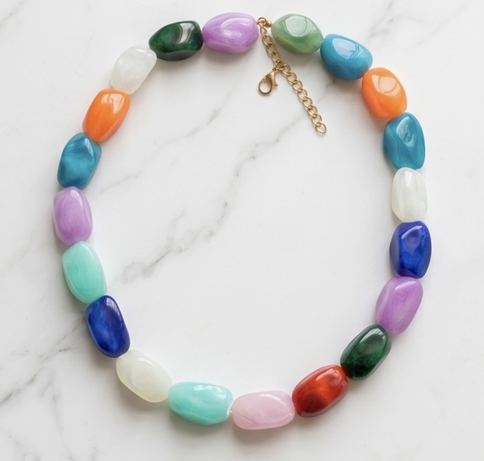 Tutti Frutti 84.5 carat Golded tone handcrafted Statement necklace - photo 4