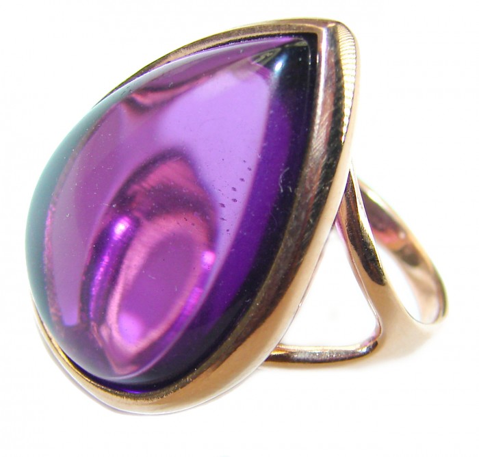 Spectacular Amethyst 14K Gold over .925 Sterling Silver Handcrafted Large Ring size 7 1/4 - photo 1