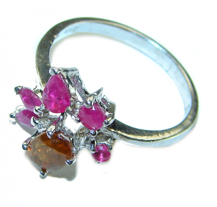 Carmen 0.5 carat Orange Sapphire Ruby .925 Sterling Silver Handcrafted Ring size 6 - photo 1