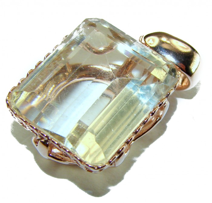 10.3 carat Lemon Quartz 14K Gold over .925 Sterling Silver handcrafted pendant - photo 2