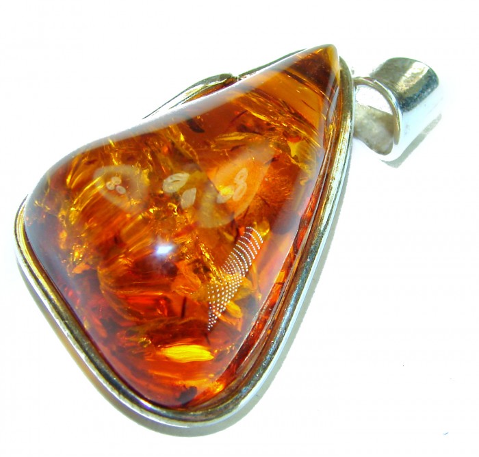 Prehistoric Authentic Golden Baltic Amber .925 Sterling Silver beautifully handcrafted Pendant - photo 2