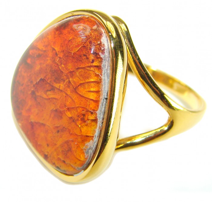 Bonefire Night best quality 19.4 carat Mexican Opal 18K Rose Gold over .925 Sterling Silver handmade ring 8 - photo 1