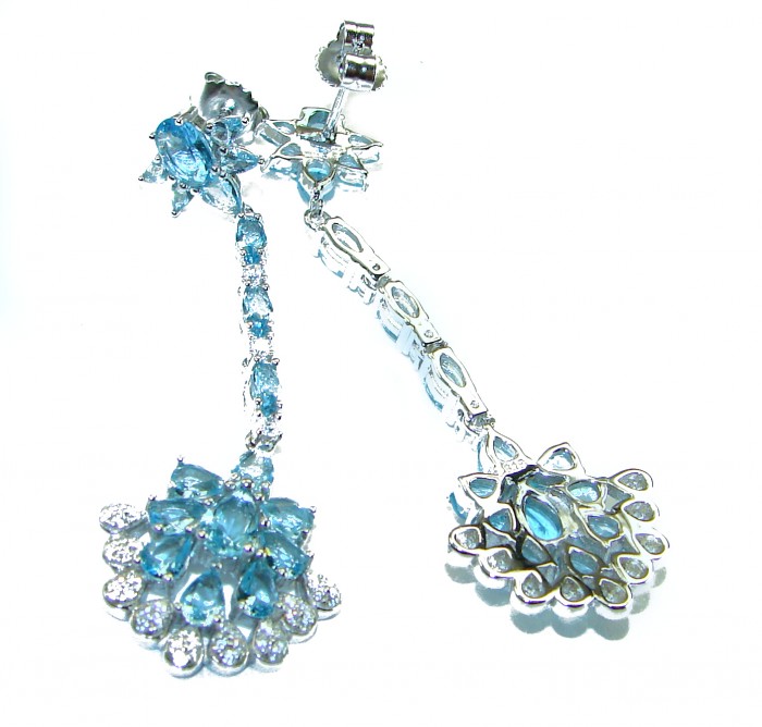 Vintage style 12.5 carat Swiss Blue Topaz .925 Sterling Silver handcrafted necklace - photo 2