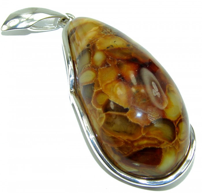 HUGE Genuine Baltic Amber .925 Sterling Silver handmade pendant - photo 2