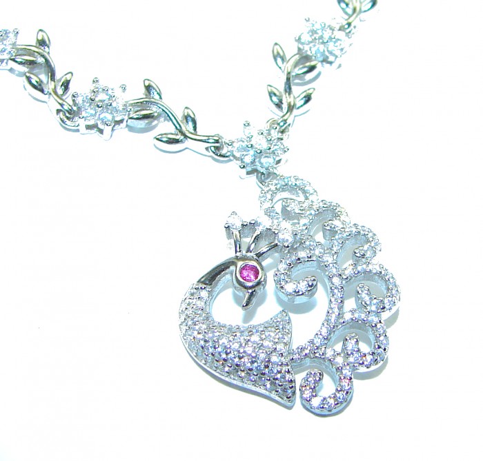 Graceful Swan White Topaz .925 Sterling Silver handcrafted necklace - photo 1