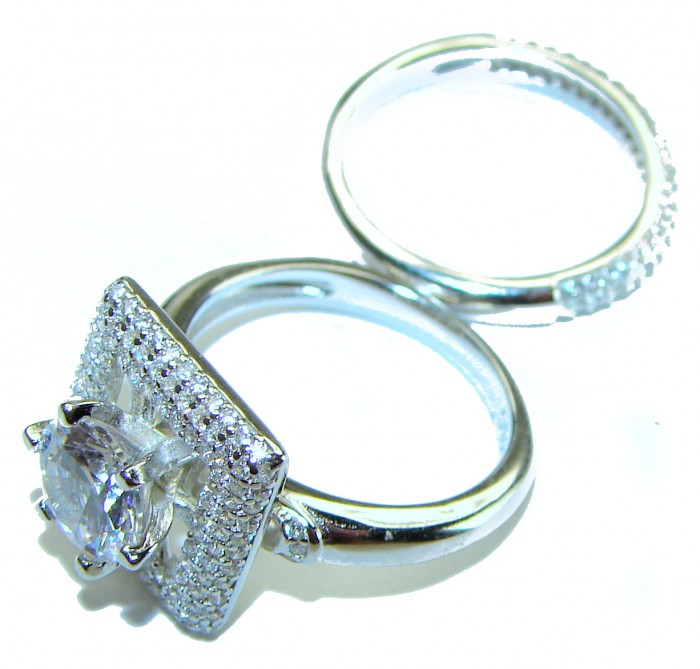 Spectacular 4.5 carat White Topaz .925 Sterling Silver stack up ring size 7 - photo 2