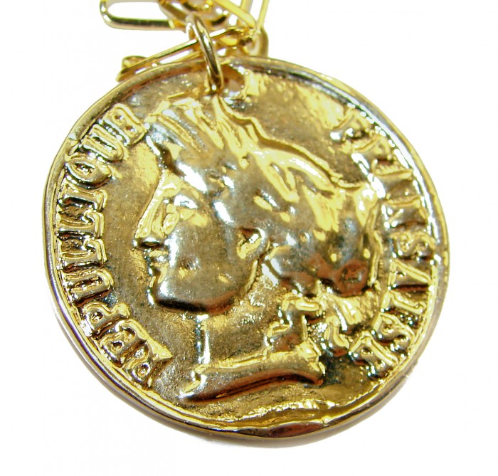 Vintage Style Coin .925 Sterling silver and plated with 14K Gold handcrafted necklace - photo 1
