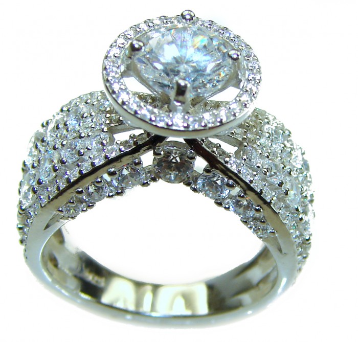 11.8 carat round cut White Topaz .925 Sterling Silver brilliantly handcrafted ring s. 8 1/4 - photo 2