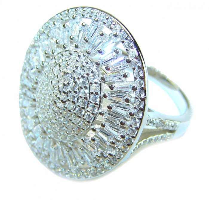 8.8 carat White Topaz .925 Sterling Silver brilliantly handcrafted ring s. 7 1/2 - Side view of 8.8 carat white topaz .925 sterling silver ring.