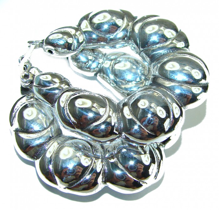 Highly Polished Fancy .925 Sterling Silver Italy made Earrings - photo 1