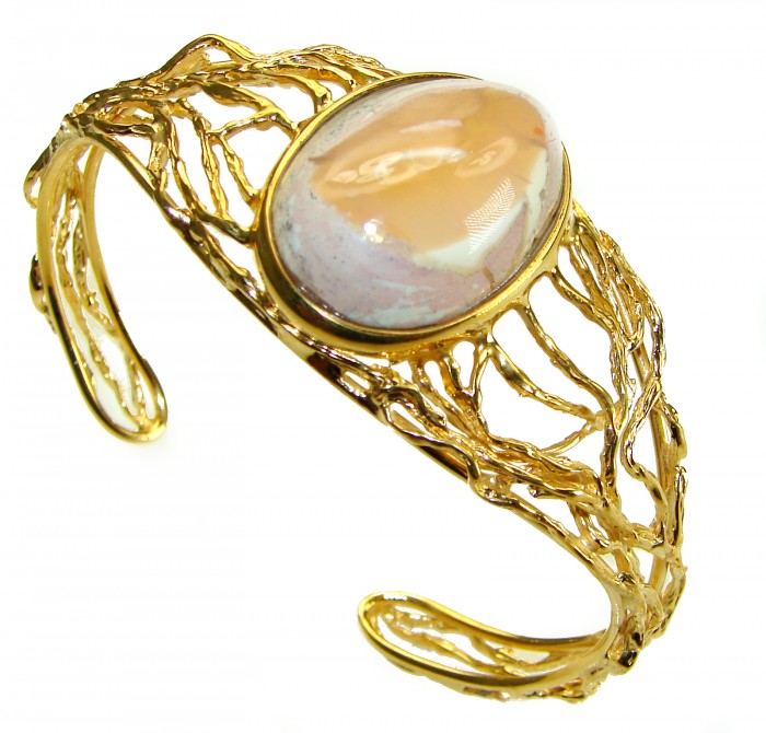 Authentic Mexican Opal handmade 14K Gold over .925 Sterling Silver Bracelet / Cuff - photo 2