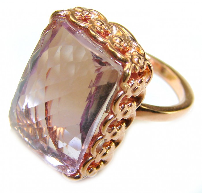 Blooming Orchid 17.5 carat Pink Amethyst 14K Gold over .925 Silver handcrafted Cocktail Ring s. 7 1/4 - photo 1