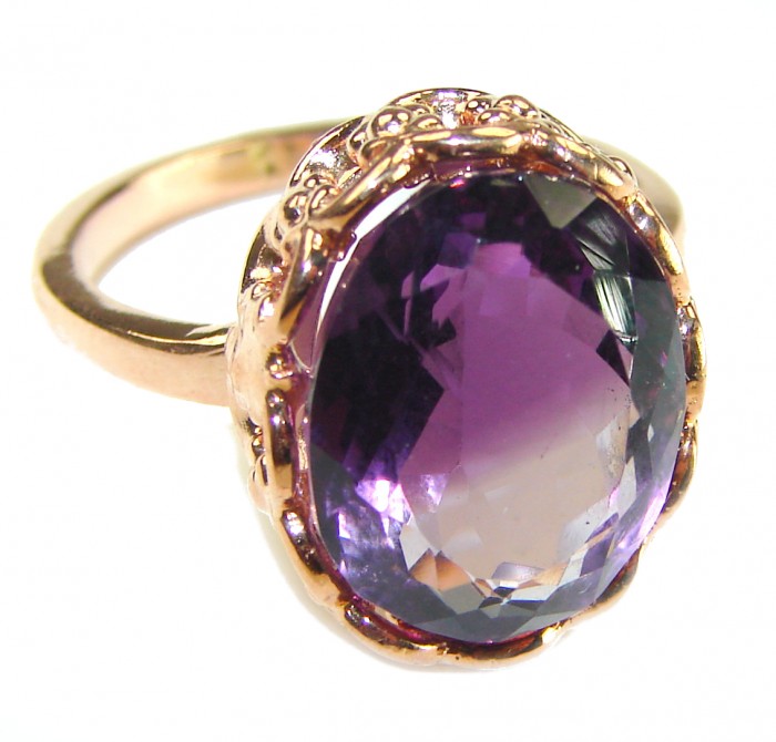 Dramatic design 8.8 carat Amethyst 14K Gold over .925 Sterling Silver Handcrafted Ring size 9 1/4 - photo 3