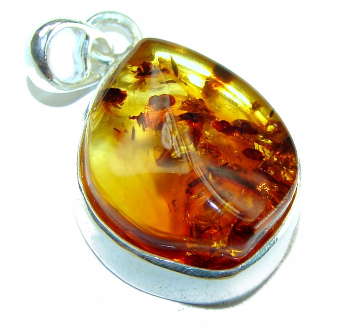 Authentic Golden Baltic Amber .925 Sterling Silver beautifully handcrafted Pendant - photo 3