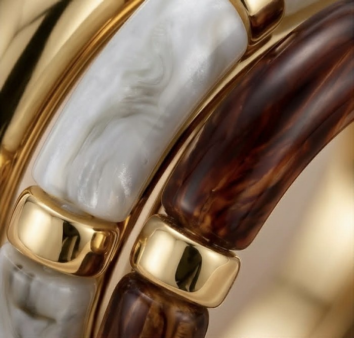 LUXURIOUS Bracelet Set Stackable 4 golden Bangles - Excellent quality - photo 3
