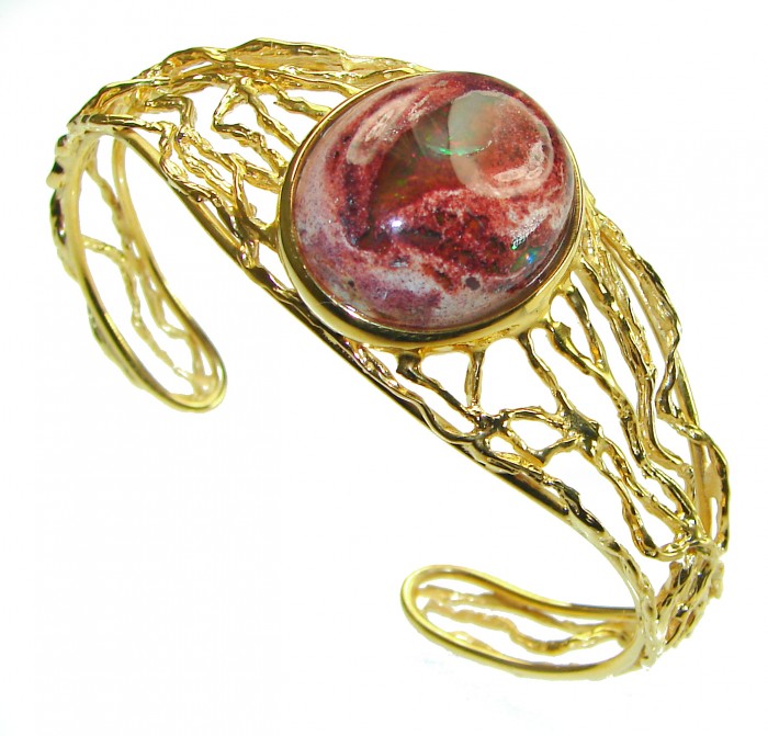 Authentic Mexican Opal handmade 14K Gold over .925 Sterling Silver Bracelet / Cuff - photo 2