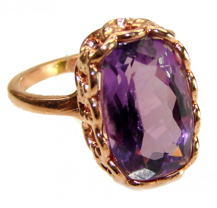Dramatic design 11.8 carat Amethyst 14K Gold over .925 Sterling Silver Handcrafted Ring size 9 - photo 3