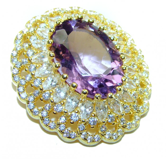 Vintage Design Amethyst 14K Gold over .925 Sterling Silver handcrafted Pendant - photo 3