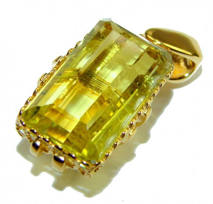 12.3 carat Lemon Quartz 14K Gold over .925 Sterling Silver handcrafted pendant - photo 2