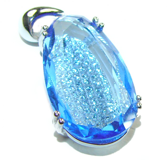 Eau Pure 11.5 carat Swiss Blue Topaz .925 Sterling Silver handmade Pendant - photo 3