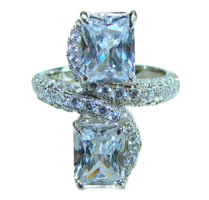 Exclusive 9.9 carat White Topaz .925 Sterling Silver handcrafted ring size 8 - photo 4