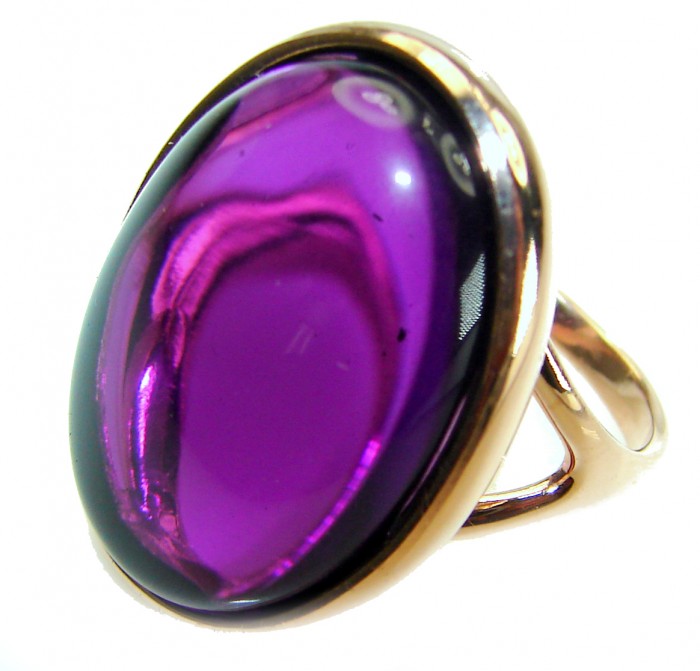 Purple Full Moon 21.2 carat Amethyst 14K Gold over .925 Sterling Silver Handcrafted Large Ring size 7 - photo 1