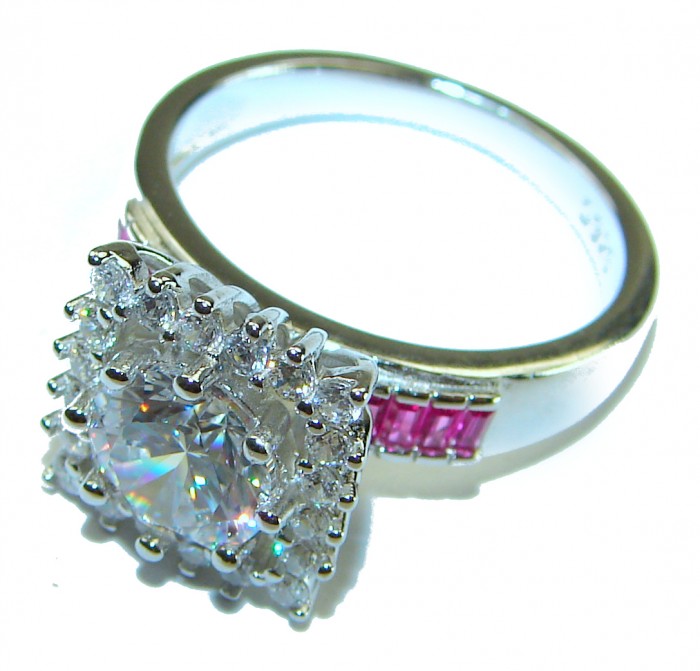 Eternity - Born to Glam authentic 6.3 carat White Topaz Ruby .925 Silver handcrafted Ring s. 8 - photo 1