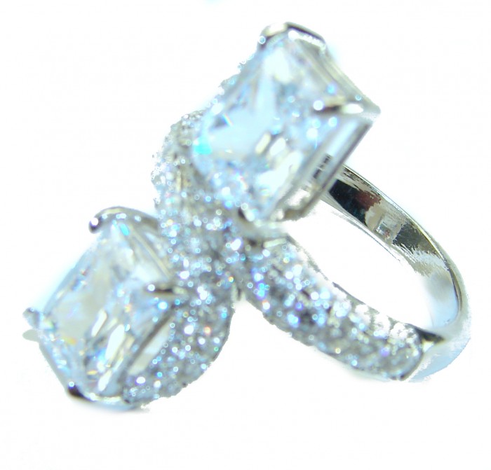 LUXURIUS 8.5 carat White Topaz .925 Sterling Silver ring size 8 - photo 3