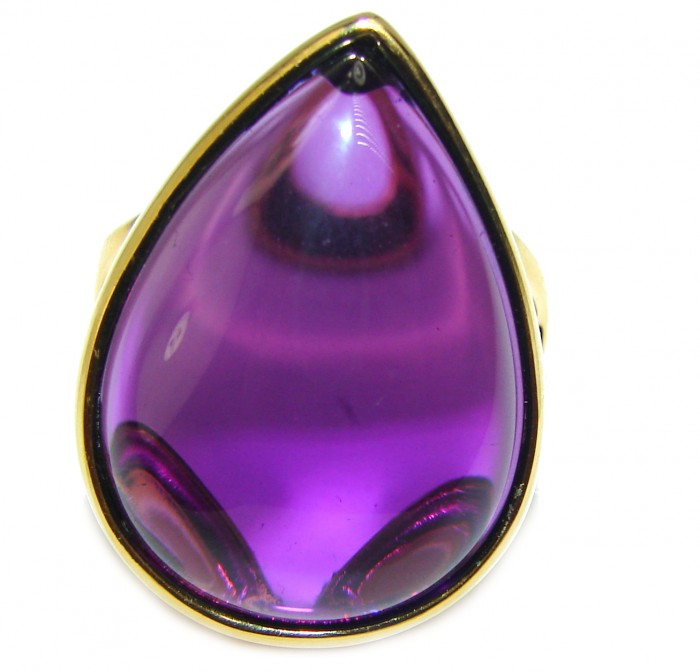 Spectacular Amethyst 14K Gold over .925 Sterling Silver Handcrafted Large Ring size 9 - photo 1
