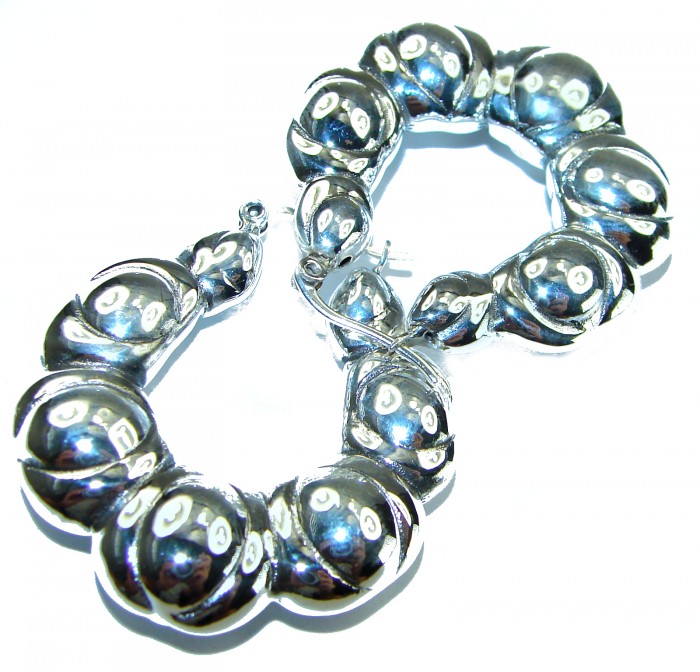 Highly Polished Fancy .925 Sterling Silver Italy made Earrings - photo 2